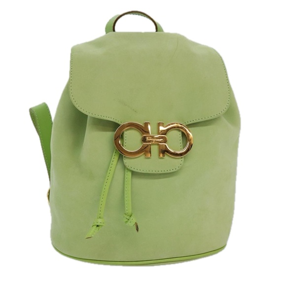 Salvatore Ferragamo Handbags - Salvatore Ferragamo Gancini Backpack Leather Green Auth yk14012